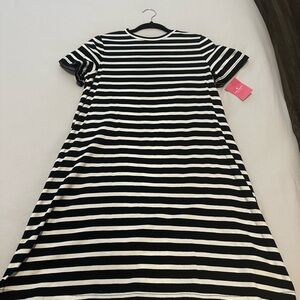 navy blue and White Striped Dress